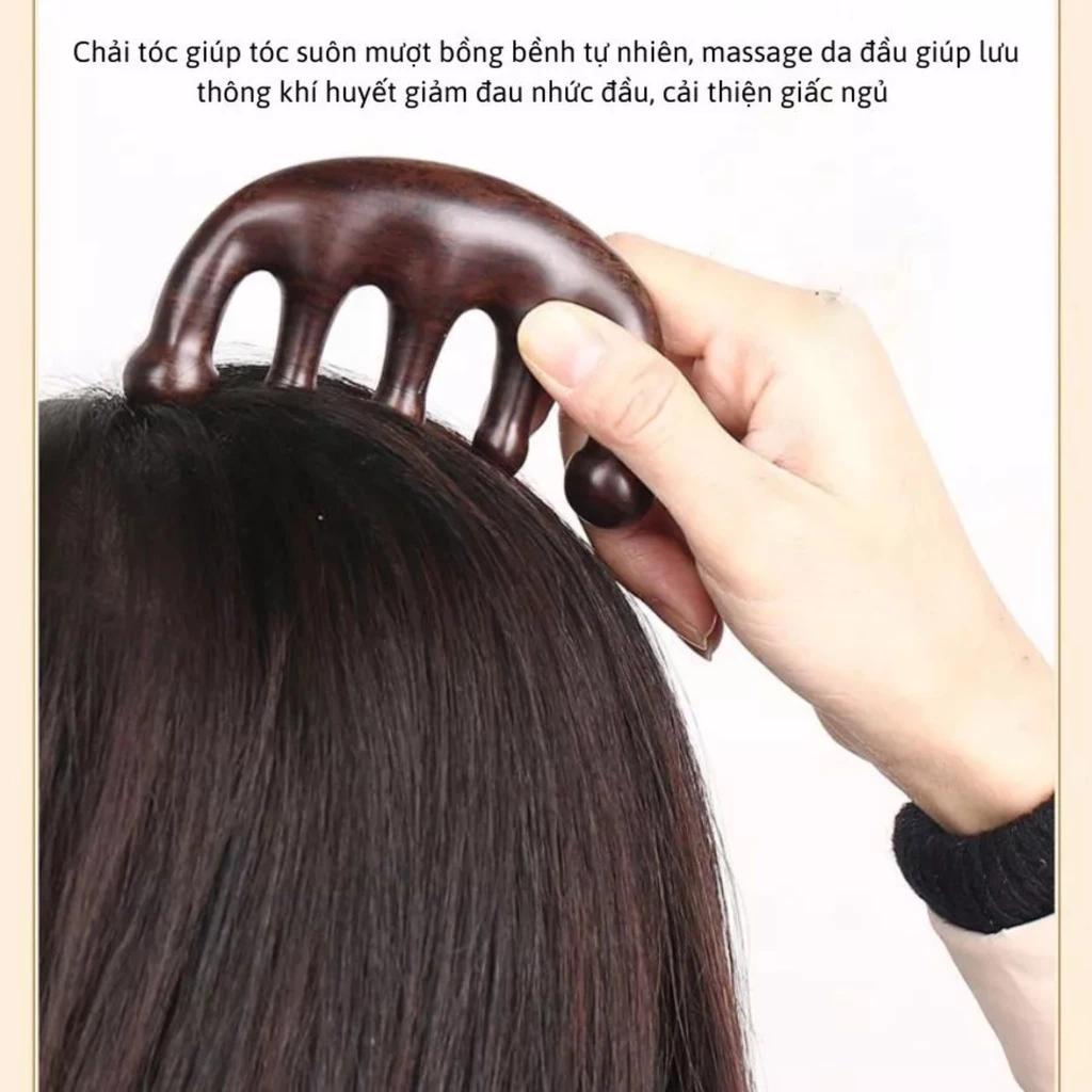 Lược gỗ massage da đầu chống tĩnh điện,thông kinh mạch dành cho mọi lứa tuổi