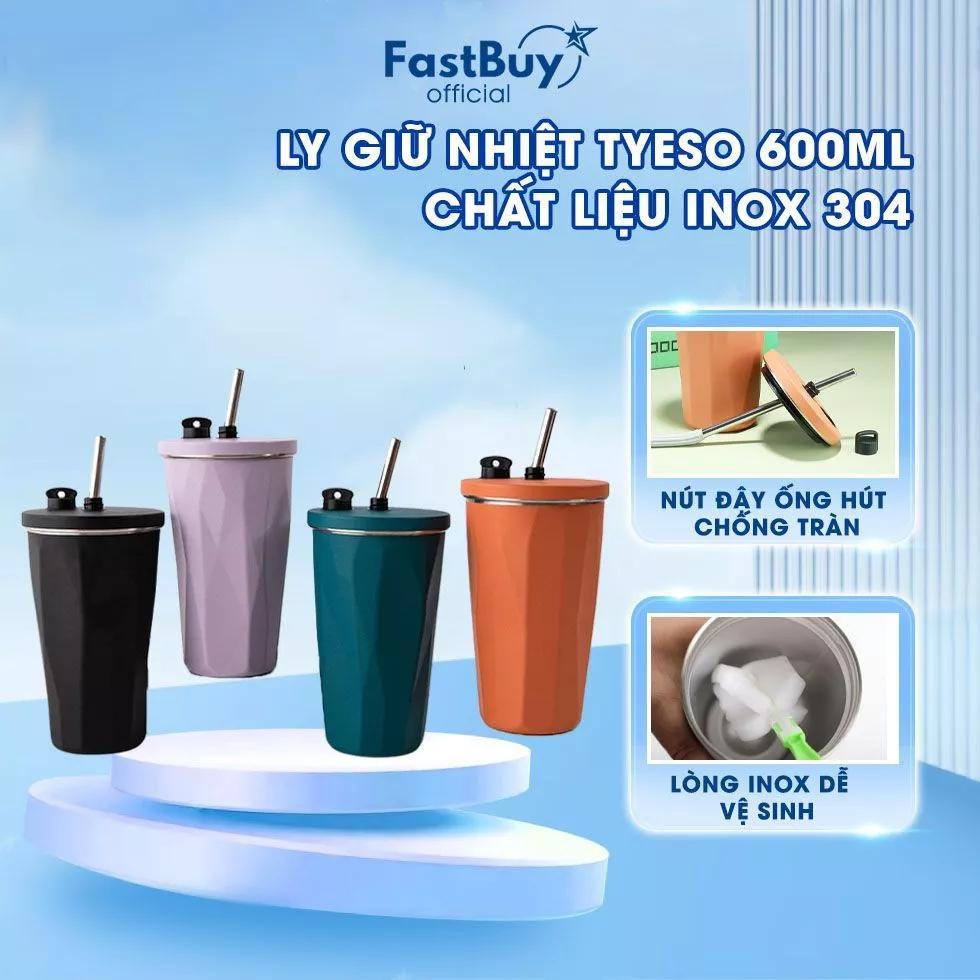 Ly Giữ Nhiệt Khắc Tên TYESO Inox 304 Dung Tích 600ML Cao Cấp Không Gỉ + Tặng Kèm Ống Hút Tiện Lợi