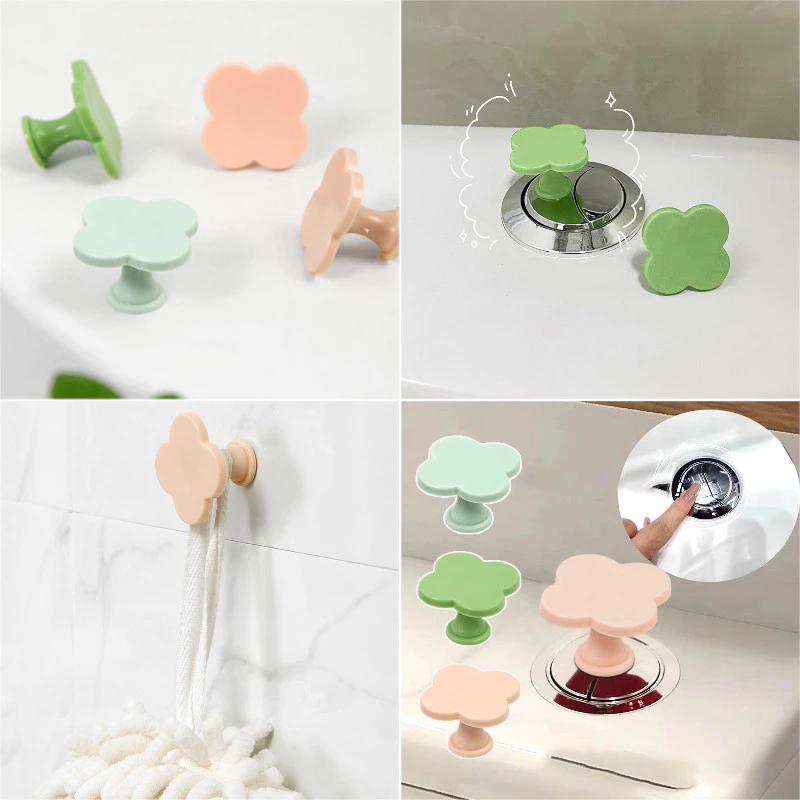 Macaroon Màu Nhà Vệ Sinh Ép Bốn Lá Cỏ Ba Lá Vệ Sinh Butons Tủ Đa Năng Tay Cầm Cửa