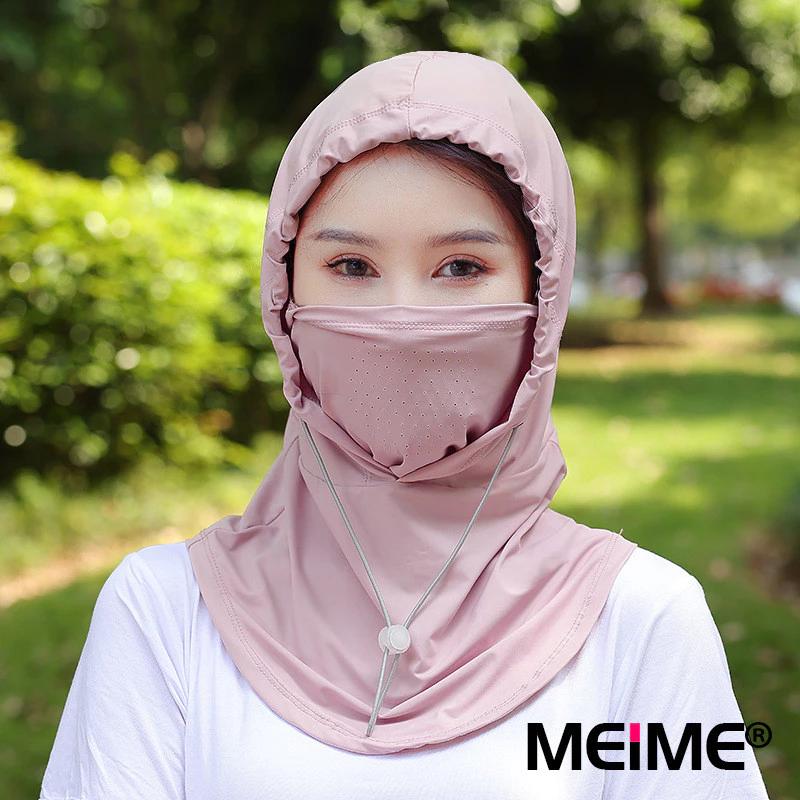 Mặt nạ chống nắng toàn mặt Ice Silk phong cách mới 2025, Mũ tích hợp bảo vệ cổ bảo vệ tia cực tím