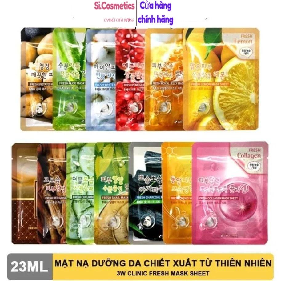 Mặt nạ dưỡng ẩm trắng da 3W Clinic Fresh Mask Sheet 23ml