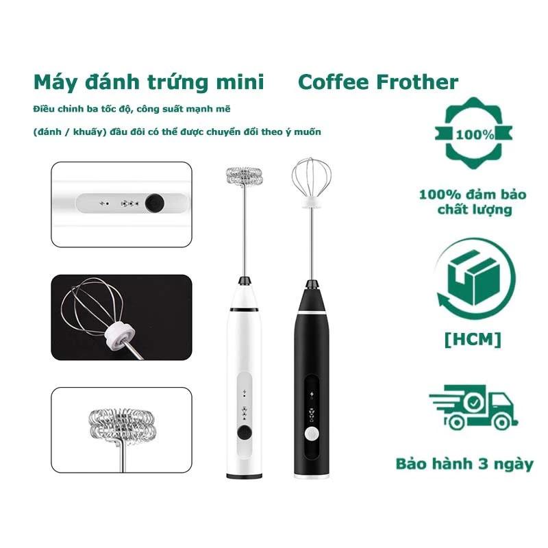 Máy Đánh Trứng, Tạo Bọt Cafe 3 Chế Độ 2 In 1 Điều Chỉnh Tốc Độ Kèm Sạc USB