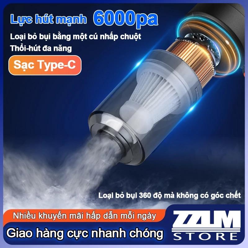 Máy hút bụi chạy điện không dây, máy hút bụi có thể sạc lại, loại bỏ bụi công suất cao chỉ bằng một cú nhấp chuột 6000pa