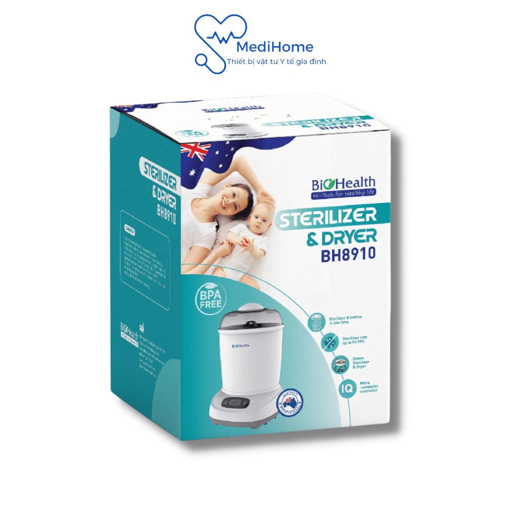 Máy tiệt trùng và sấy khô bình sữa BioHealth BH8910 diện tích rộng, sấy tiệt trùng cùng lúc 8 bình sữa - MediHome