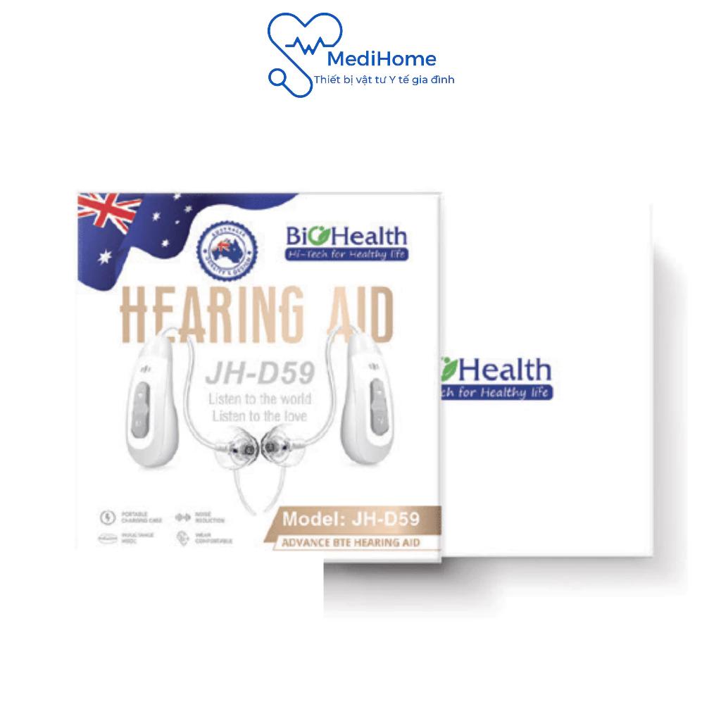 Máy trợ thính BTE pin sạc không dây Biohealth JH-D59 tai nghe trợ thính đeo vành nhỏ gọn, chống ồn - MediHome