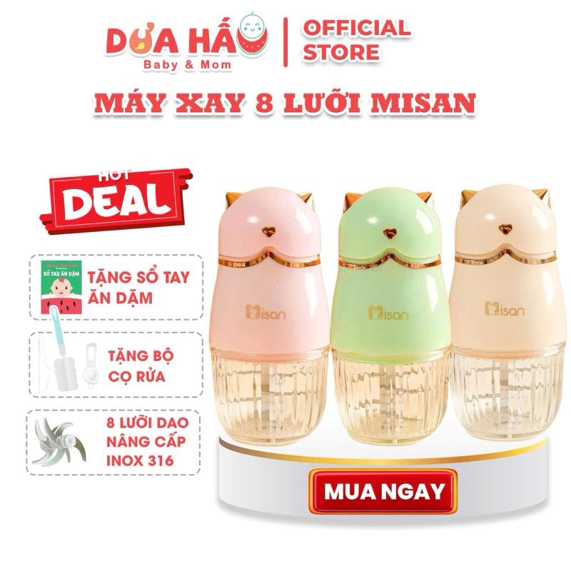 Máy Xay Đa Năng Misan 8 Lưỡi Dao Inox, Máy Xay Ăn Dặm Thịt, Rau Củ, Sinh Tố Cho Bé Tiện Lợi