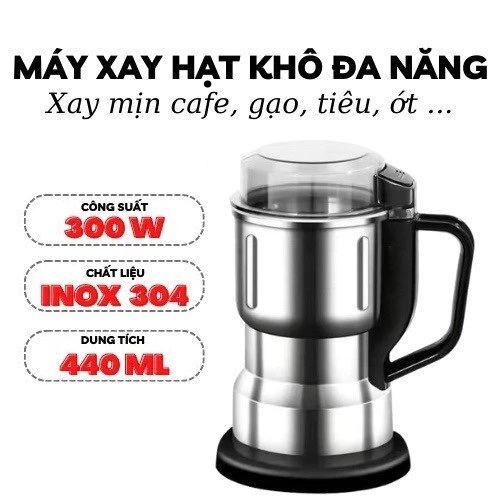 Máy xay hạt khô, xay bột, gia vị cà phê đa năng,công suất 250w, 6 lưỡi dao cực bén, chất liệu cối inox