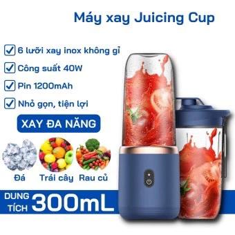 Máy xay sinh tố cầm tay Juicing Cup 300ML 6 lưỡi 2 cối siêu tiện lợi, sử dụng pin sạc cổng USB
