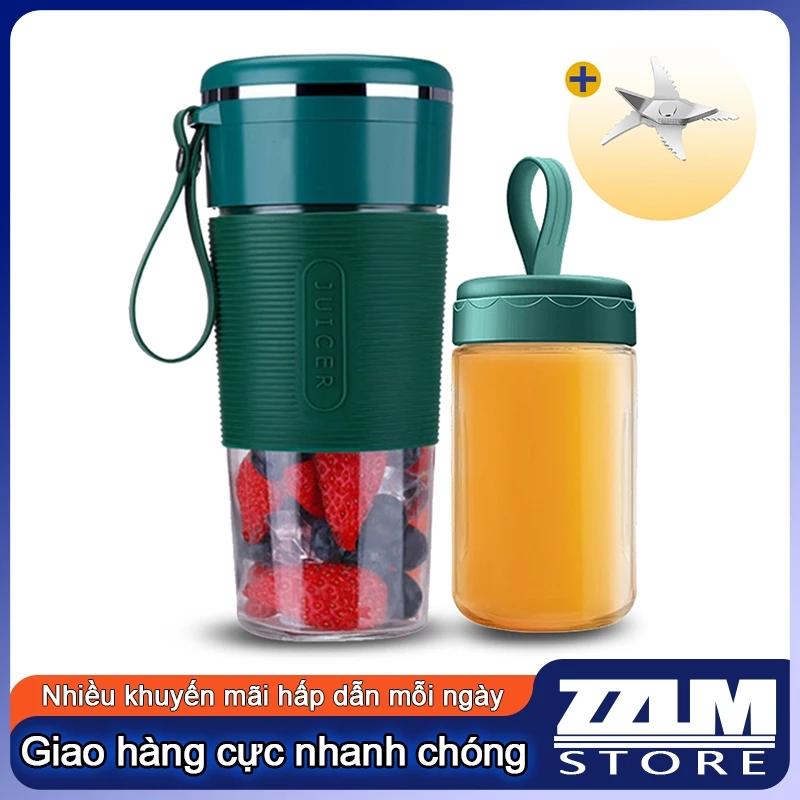 Máy xay sinh tố mini cầm tay đa năng cốc thủy tinh 6 lưỡi chính hãng Oudalang Juicer 300ml, pin sạc ngắt khi quá nhiệt