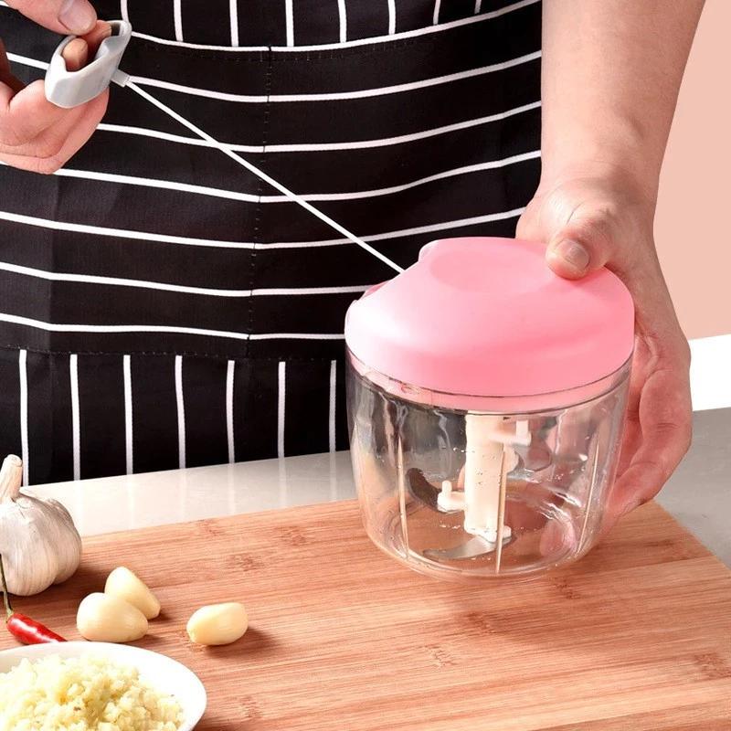 Máy xay tỏi ớt cầm tay mini, dụng cụ nghiền gia vị đa năng có dây rút tiện lợi - Đồ gia dụng nhà bếp