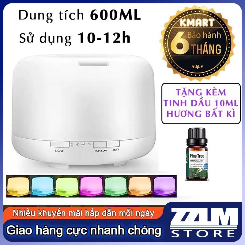 Máy Xông Tinh Dầu 600ml Đèn LED 7 Màu, Phun Sương Công nghệ siêu âm