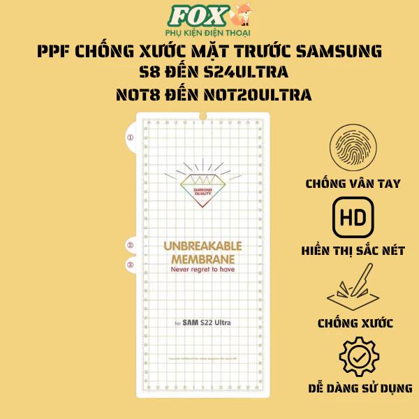 Miếng dán PPF trong suốt mặt trước s24 s23 s22 s21 s20ultra fe plus s8 9 10 not8 9 10plus not20ultra