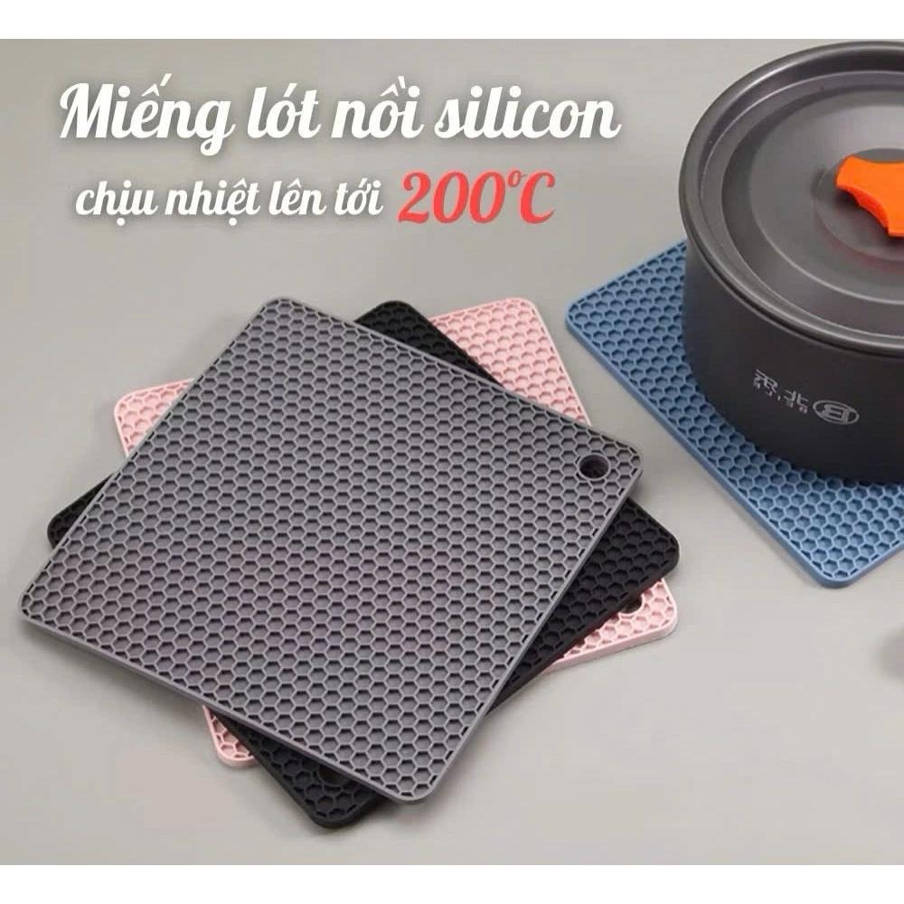 Miếng lót nồi silicon dùng làm đế từ chống trầy xước HÌNH VUÔNG chống nóng chống trượt chịu nhiệt 200 độ C, miếng cách n