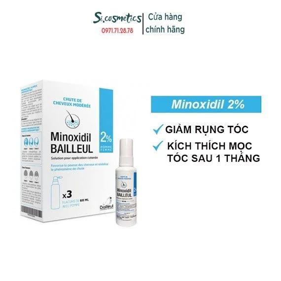 Minoxidil Bailleul Xịt Mọc Tóc 2% Và 5% Ngăn Ngừa Rụng Tóc, Giúp Mọc Tóc 60ml Pháp