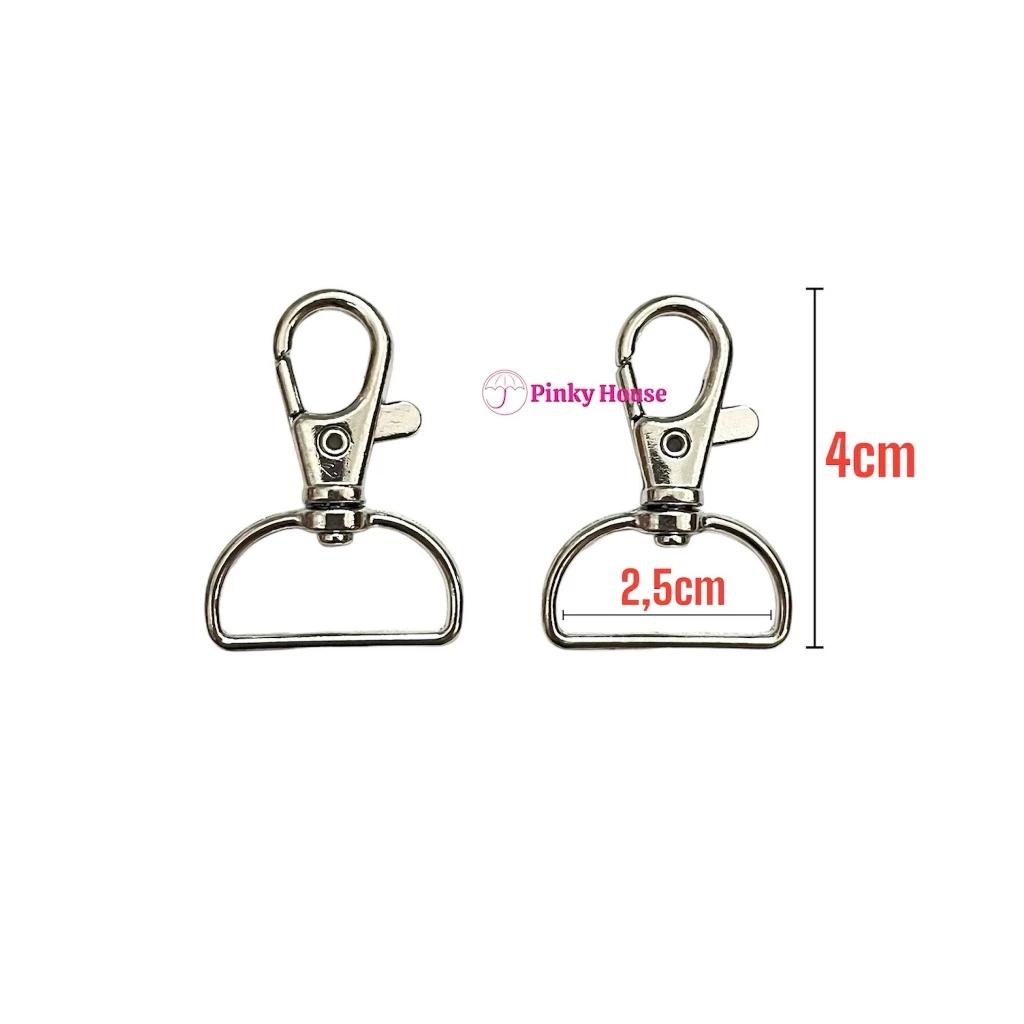 Móc càng cua có khóa xoay hình chữ D, móc khóa túi xách, móc cheo gắn hành lý thời trang giá rẻ