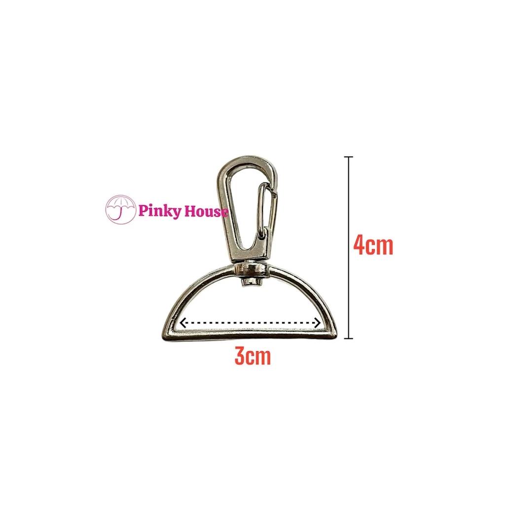 Móc càng cua, khóa túi xách chữ D màu bạc xoay 360 độ phụ kiện handmade DIY