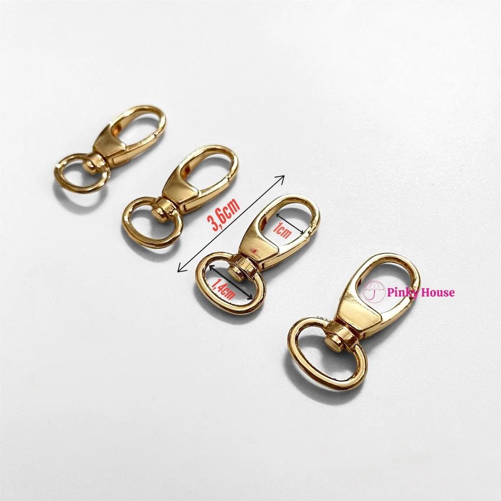 Móc càng cua, móc khóa balo, móc túi xách thiết kế có khóa xoay màu vàng hồng 18k phụ kiện handmade DIY
