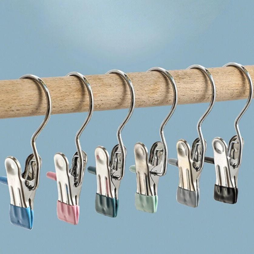Móc Kẹp Treo Quần Áo, Mũ, Nón ,Tất, Vớ Bằng Inox Bọc Nhựa PVC Chắc Chắn Tiện Ích