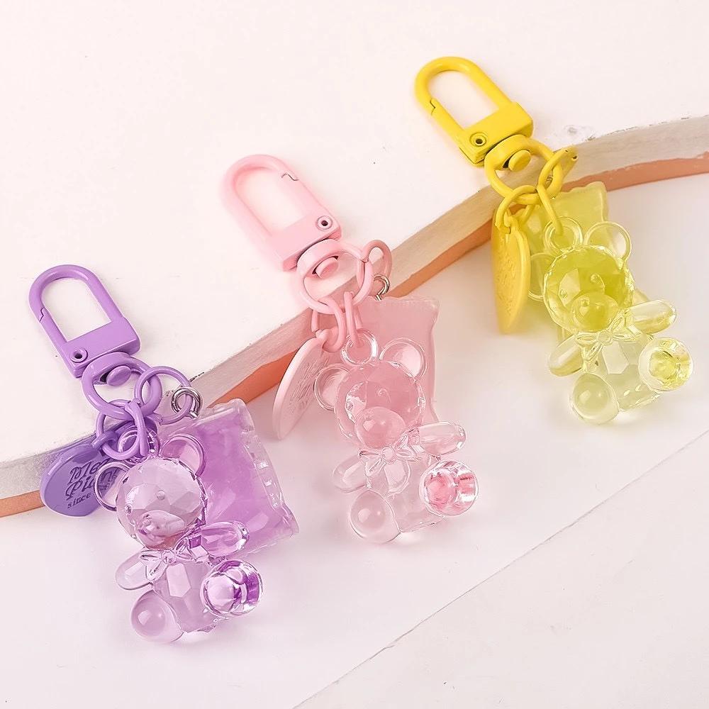 Móc Khóa Cục Kẹo, Con Gấu Trong Suốt Hoạt Hình Dễ Thương