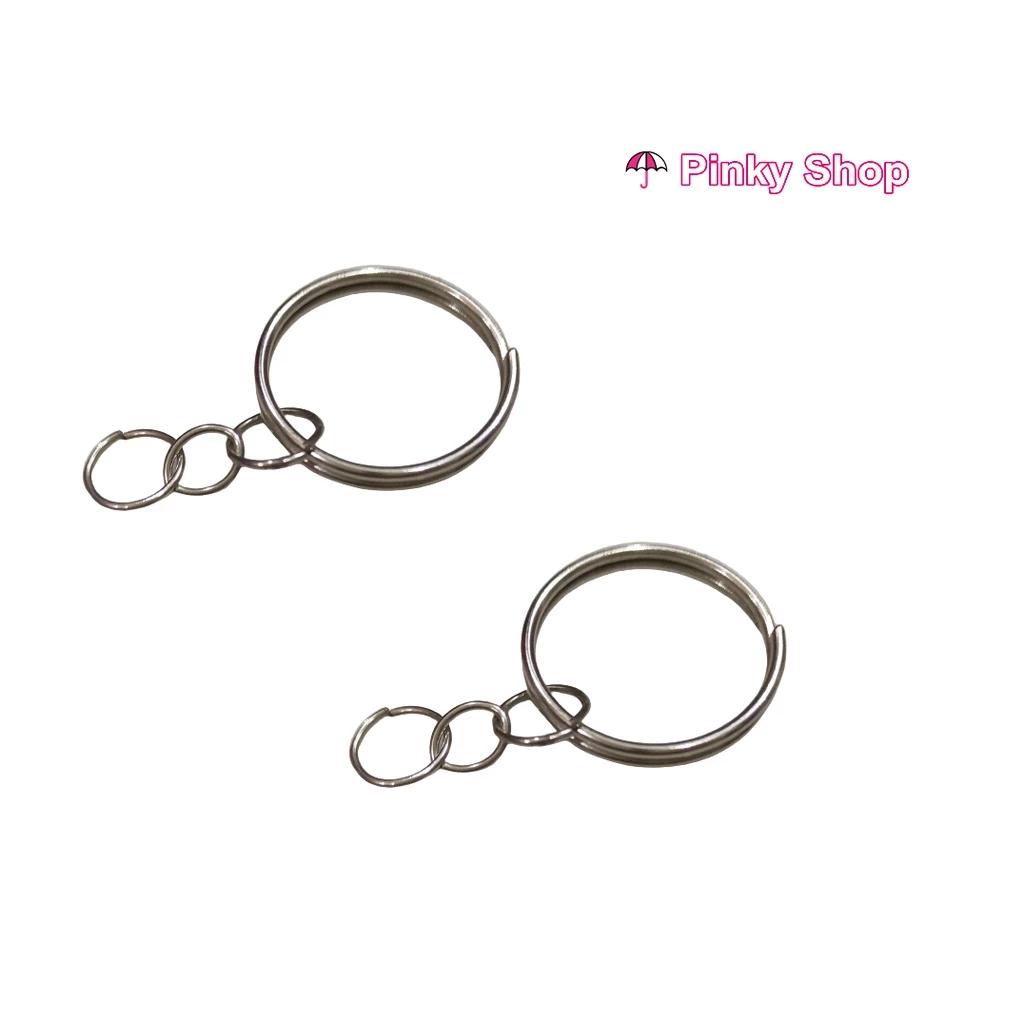Móc khóa khoen tròn kim loại màu bạc [Nguyên liệu handmade], phụ liệu thủ công, diy, treo xe, ba lô túi xách Pinky Shop