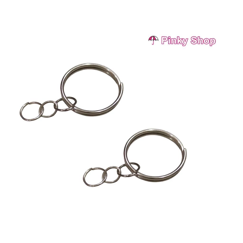 Móc khóa tròn handmade [Mới 100%] gắn treo chìa khóa, khoen vòng kim loại màu bạc,phụ liệu thủ công, diy, ba lô túi xách
