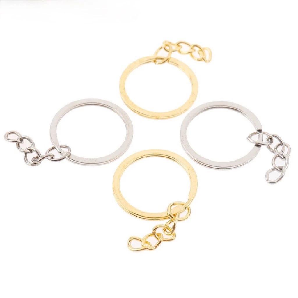 Móc tròn gắn chìa khóa màu vàng/ bạc dài 2,8cm + 5 khoen tròn nhỏ