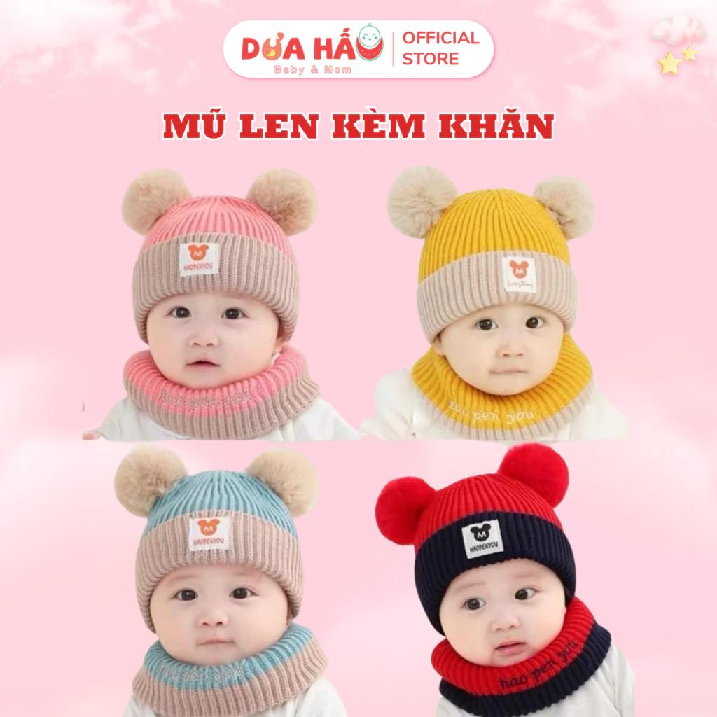 Mũ Len Cho Bé Kèm Khăn Quàng Cổ 0-30 Tháng