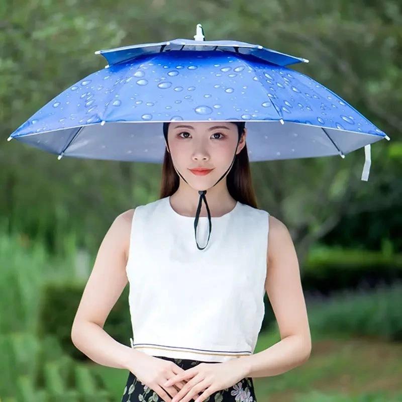 Mũ Ô Đội Đầu 2 Tầng Che Nắng Mưa, Câu Cá, Dã Ngoại