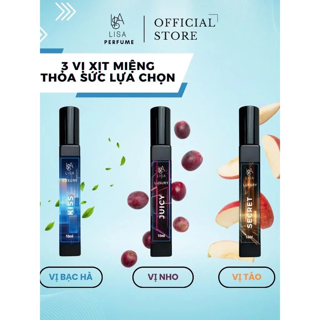[MUA 2 TẶNG 2] XỊT Thơm Miệng LISAPERFUME CHÍNH HÃNG. XỊT MIỆNG HƯƠNG BẠC HÀ, TÁO, NHO TIỆN DỤNG, THƠM LÂU.