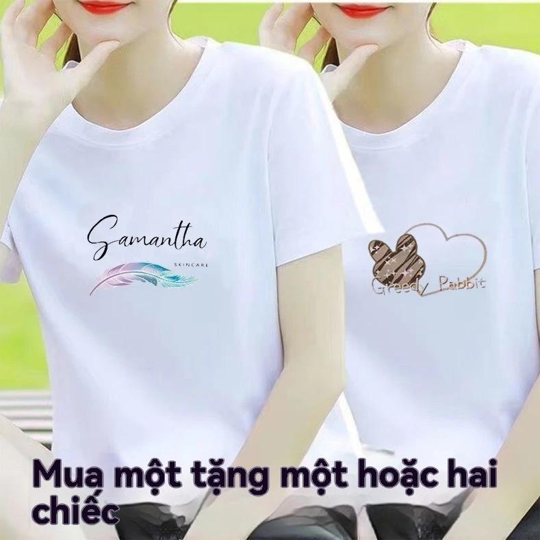Mua một tặng một T-shirt ngắn tay áo mùa hè phong cách mới Hàn Quốc Lady lỏng lẻo trắng Top Lady