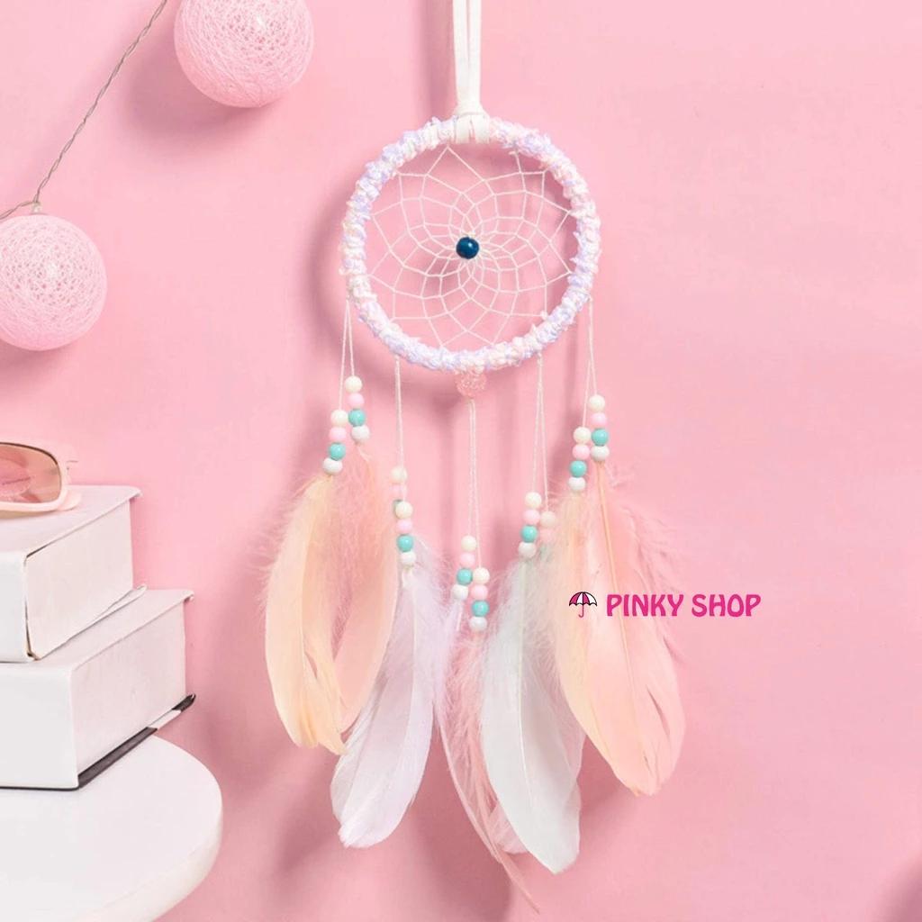 [Nguyên liệu tuyển chọn] Dreamcatcher treo tường handmade thiết kế phối màu pastel nhẹ nhàng Pinky Shop mã DRDP1