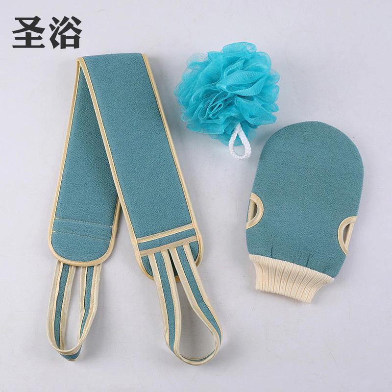 Nhà sản xuất mới Khăn chà xát Bán buôn Sản phẩm tắm Bộ tắm Bộ ba mảnh Găng tay kéo lại Bóng tắm