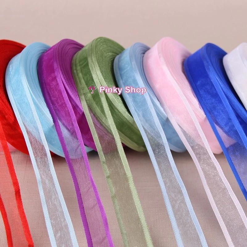 [Nhiều màu] Ruy băng voan lưới có viền 1.5cm 2cm 2.5cm cuộn 20m giá rẻ nhiều màu dùng làm hoa làm nơ, trang trí handmade