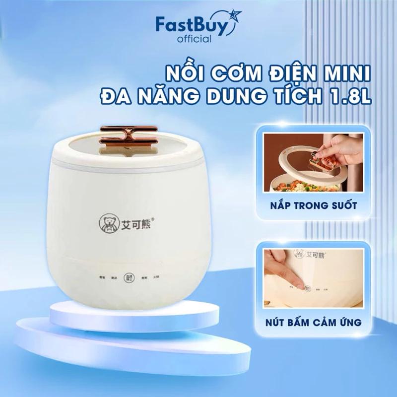 Nồi Cơm Điện Mini Dung Tích 1.8L Công Suất 800W, Nồi Điện Đa Năng 4 Chế Độ Nấu Cơm, Chiên, Xào, Nấu Lẩu