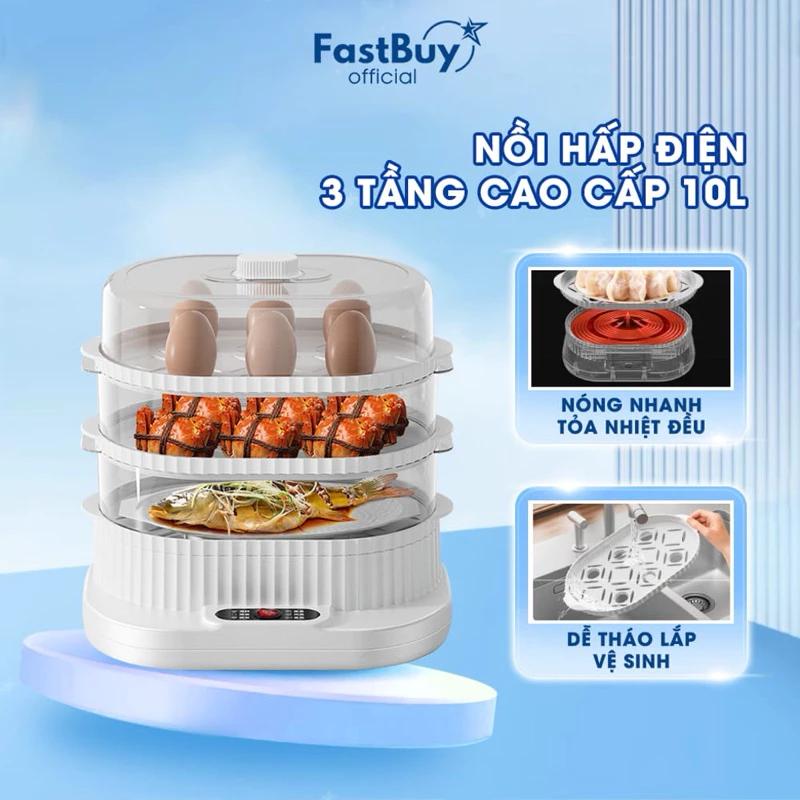 Nồi Hấp Điện 3 Tầng , Nồi Hấp Cách Thủy Dung Tích 10L Công Suất 350W Có Chế Độ Hẹn Giờ , Có Thể Tháo Rời Dễ Dàng Vệ Sinh