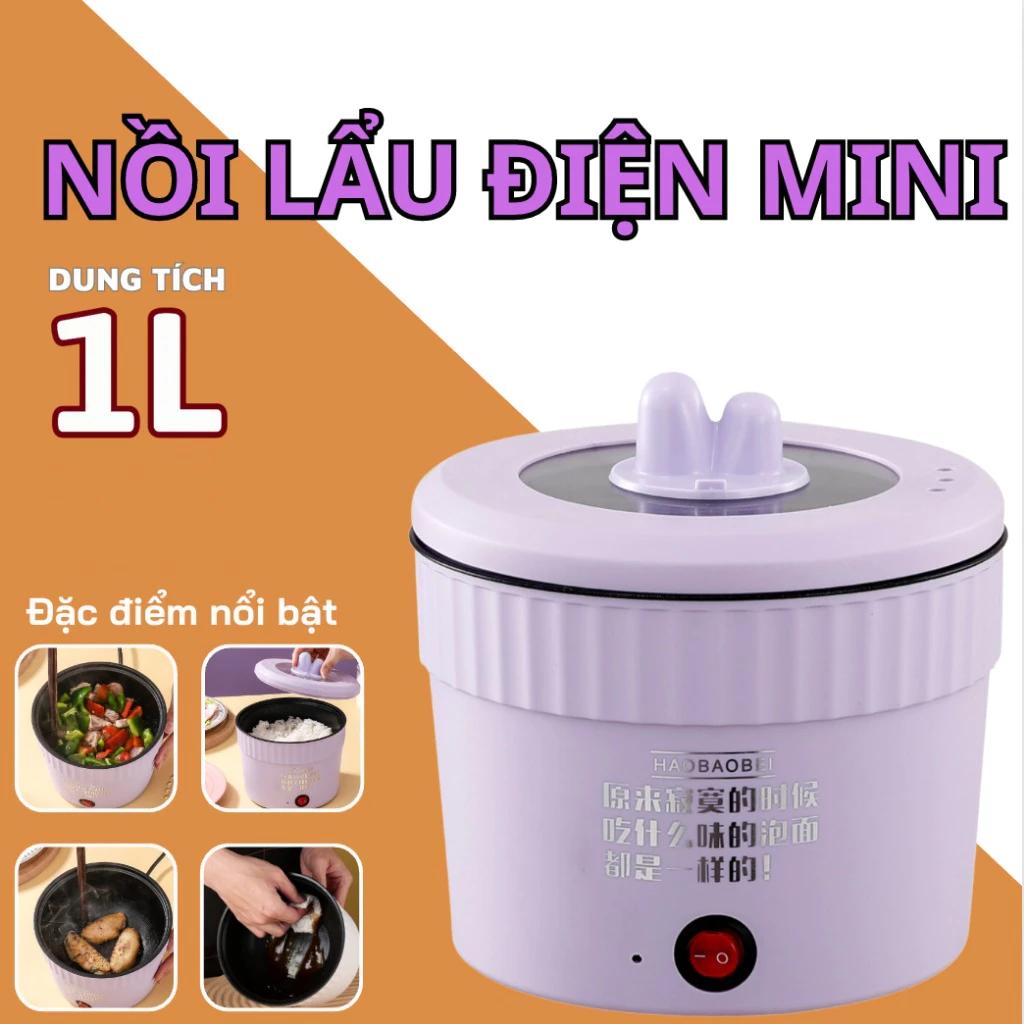 Nồi lẩu điện mini đa năng, ca nấu mì, cốc ăn lẩu Cô Đơn hotrend Trung Quốc dung tích 1L công suất 450W phủ chống dính