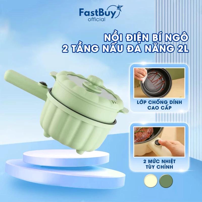 Nồi Lẩu Điện Mini, Nồi Lẩu Bí Ngô 2 Tầng Kèm Xửng Hấp Dung Tích 2L Tự Động Ngắt Điện Nấu Lẩu, Hấp, Chiên, Xào