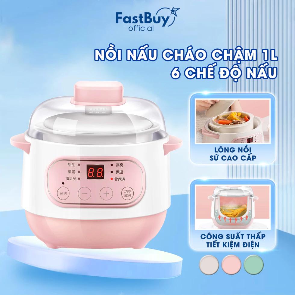 Nồi Nấu Cháo Chậm Cho Bé Ăn Dặm ,Nồi Nấu Chậm Dung Tích 1L Hẹn Giờ Tích Hợp 6 Chế Nấu Cháo, Hầm, Hấp, Chưng Yến Tiện Lợi