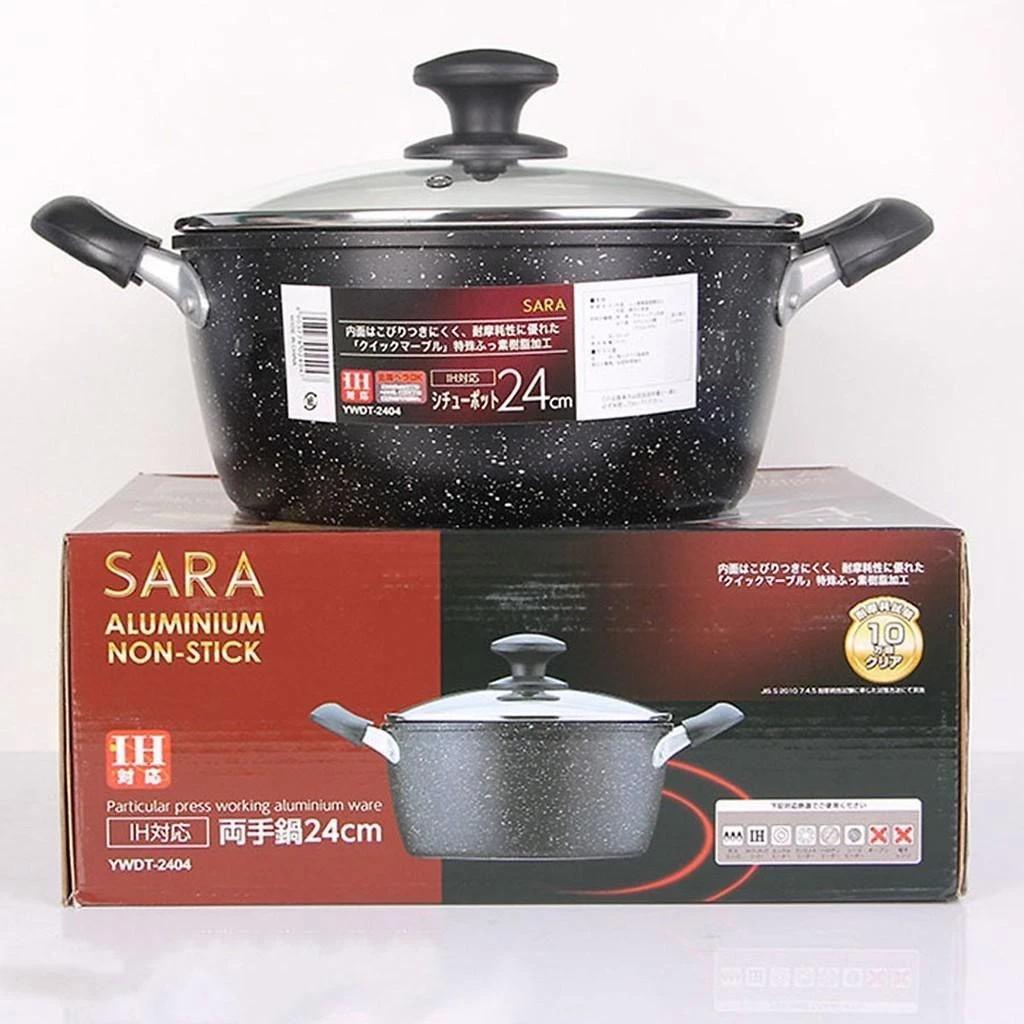 Nồi vân đá - Nồi Đá Chống Dính Nhật 20m 22cm 24cm có nắp dùng cho tất cả bếp - Nồi bếp từ có quai cầm chống nóng