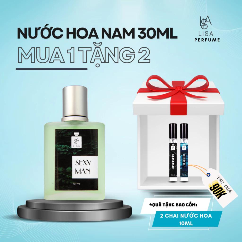 Nước hoa Nam 30ml tặng ngay 2 chai 10ml thơm lâu 6-8h toả hương xa giúp bạn tự tin hơn.