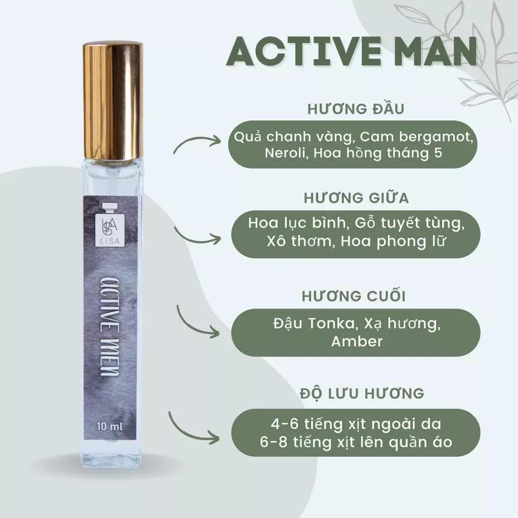 nước hoa nam combo 3 chai active men - confident - blackjach lưu hương 6-8h 10ml siêu tiện lợi