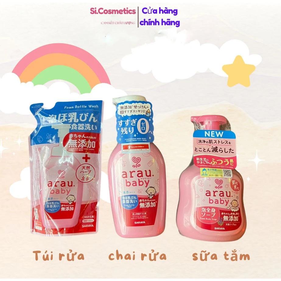 Nước RỬA BÌNH , Sữa tắm ARAU Baby Nhật CHAI 500ML/TÚI 450ML