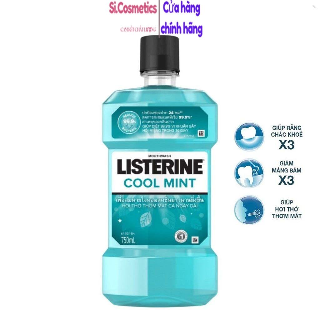 Nước Súc Miệng Listerine Diệt Khuẩn, Giữ Hơi Thở Thơm Mát Listerine Coolmint Mouthwash 750ml