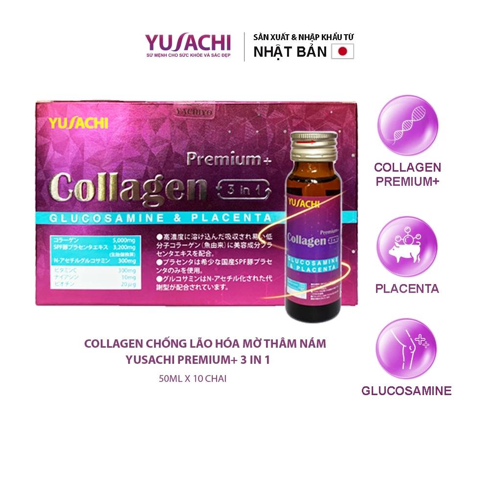 Nước uống Collagen cao cấp Yusachi Premium + 3 in 1 hỗ trợ xương chắc khỏe, cho làn da mịn đẹp sáng hồng tự nhiên 500ml