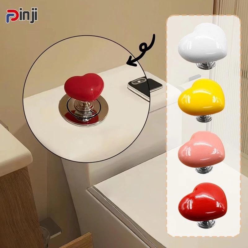 Nút Nhấn Gắn Bồn Cầu Hình Trái Tim Bé Thỏ Bằng Nhựa Sáng Tạo