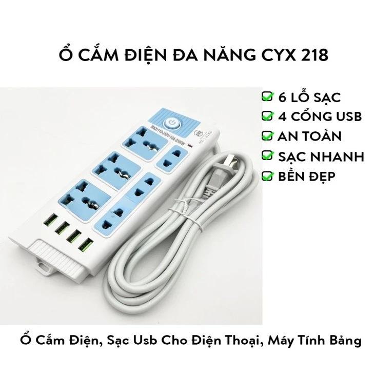 Ổ Cắm Điện CYX K218- K208 Tích Hợp Cổng Sạc USB Đa Năng, Nhiều Lỗ Cắm, Công Suất 2500W
