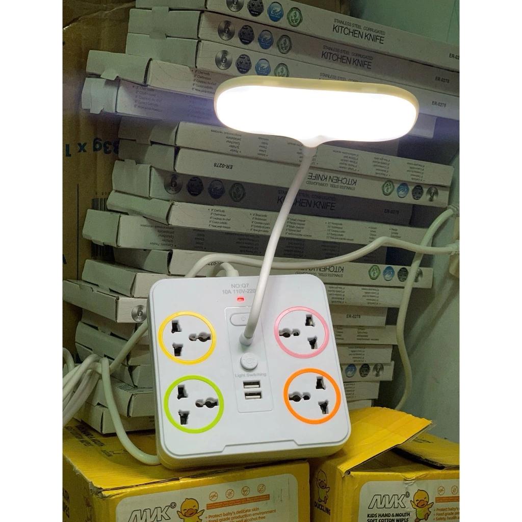 Ổ cắm điện đa năng, ổ điện chống giật có đèn học đèn làm việc điều chỉnh độ sáng - ổ cắm điện thông minh KIỂU VUÔNG Q7 -