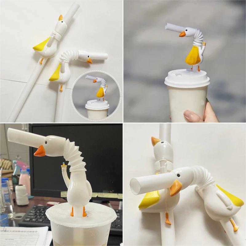 Ống hút hình ngỗng đáng yêu Ống hút ngỗng ngộ nghĩnh Ống hút uống dài có thể thu vào sáng tạo