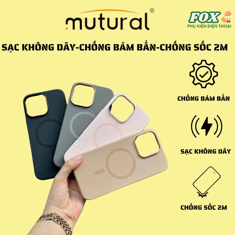 Ốp chống bẩn sạc không dây Mutural cho IPhone 16pro 16promax - Lưng lót nỉ hàng chính hãng