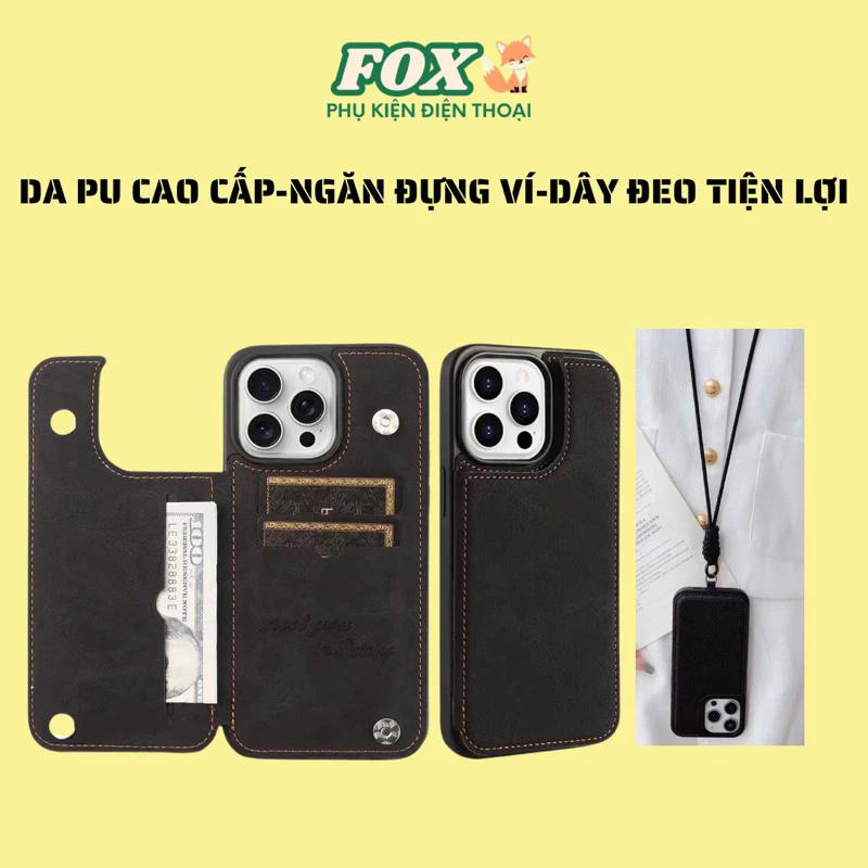 Ốp da lưng ví kèm dây đeo điện thoại tiện lợi cho IPhone 13promax 14promax 15promax 16pro 16promax